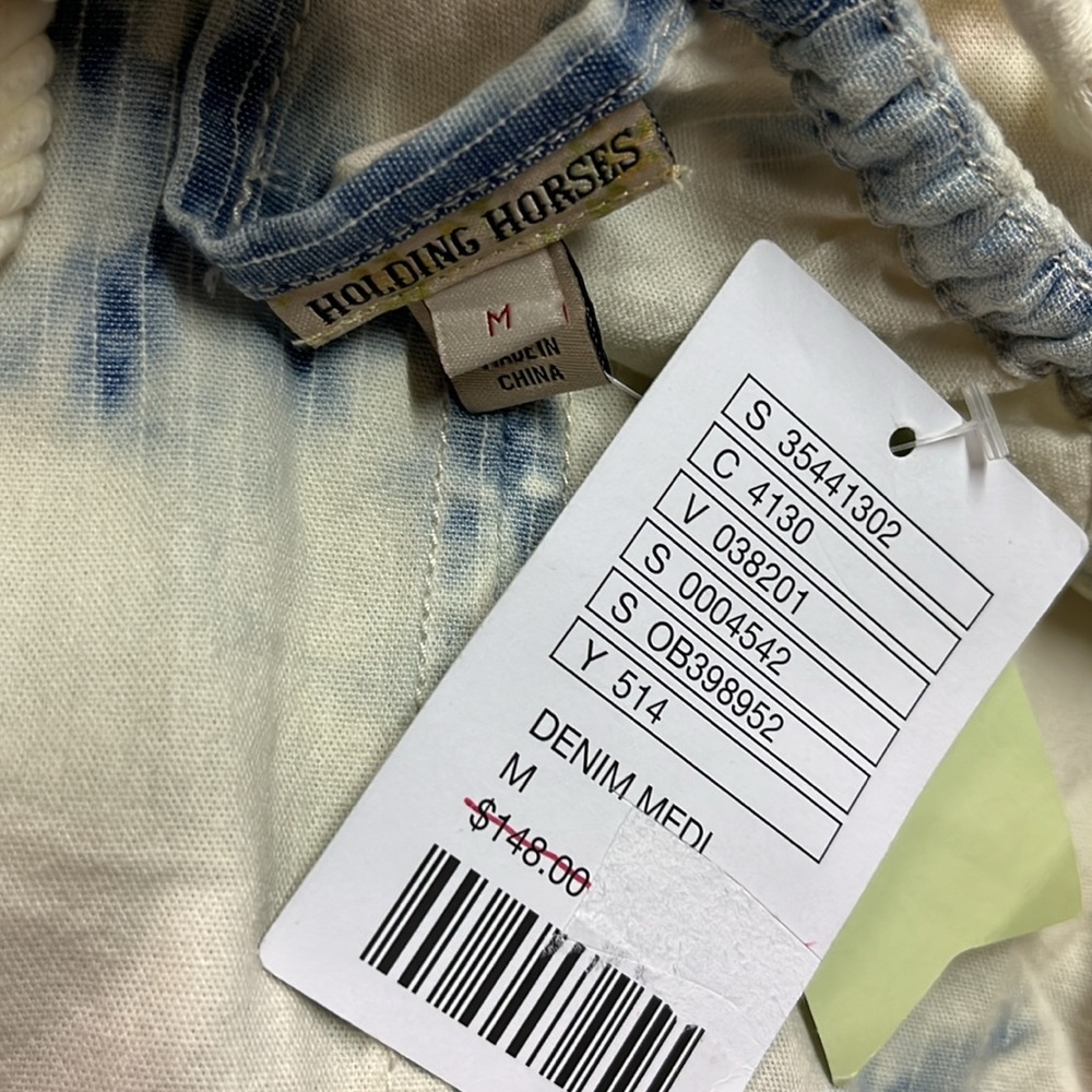 NWT Anthropologie Holding Horses Bleached Tie Dye Denim Swing Dress - Picture 15 of 16